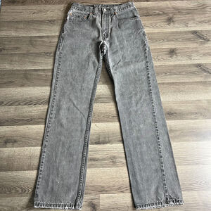 VTG Levi's 505 Jeans Mens 29x32 Black Denim Distressed 1990s Grunge Straight Leg